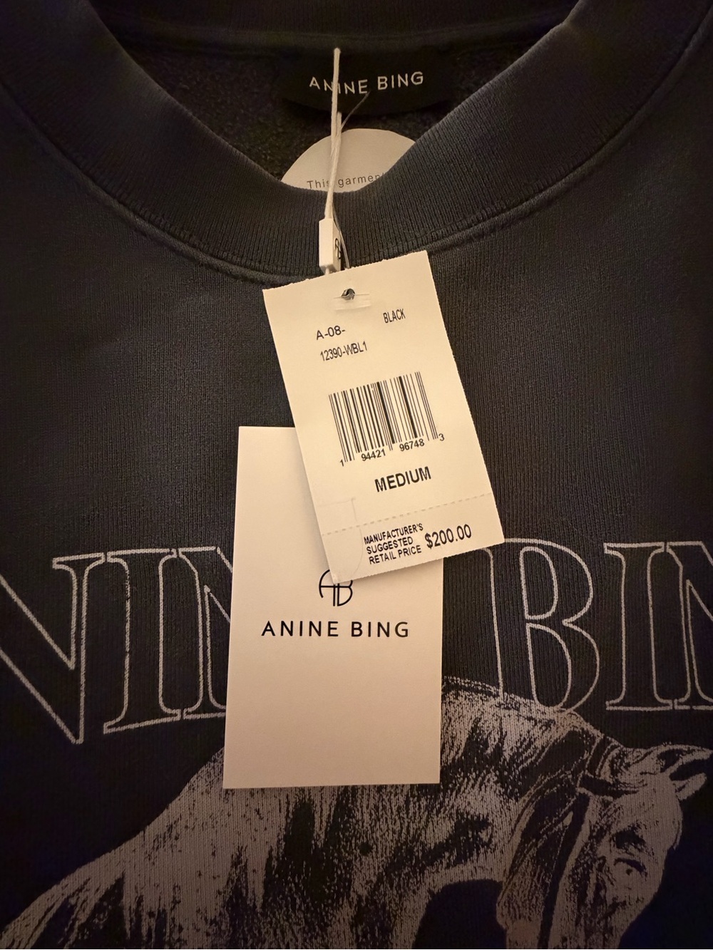 Anine Bing Sweatshirt in Charcoal Gray - Picture 2 of 3